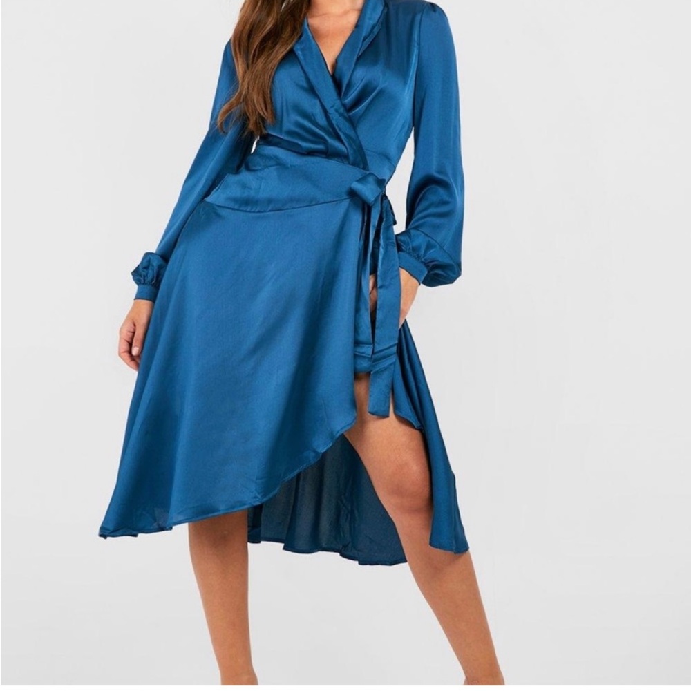 Satin Wrap midi dress UK 12 US 6 NWT
